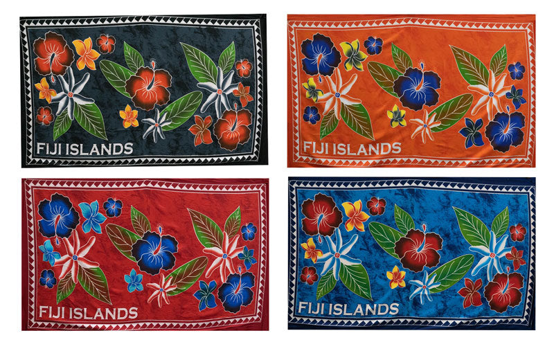 Fiji Islands Topical Flowers Banana Leaf Sarong | Islands Fabric