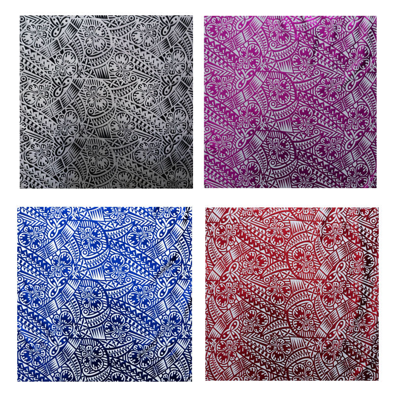Traditional Polynesian Tattoo Hibiscus Design Polyester Foil Fabric | Islands Fabric