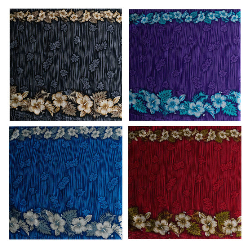 Hibiscus Palm Split leaf Double Border design Fabric | Cotton Light Barkcloth