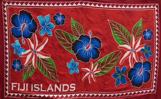 Fiji Islands Topical Flowers Banana Leaf Sarong | Islands Fabric
