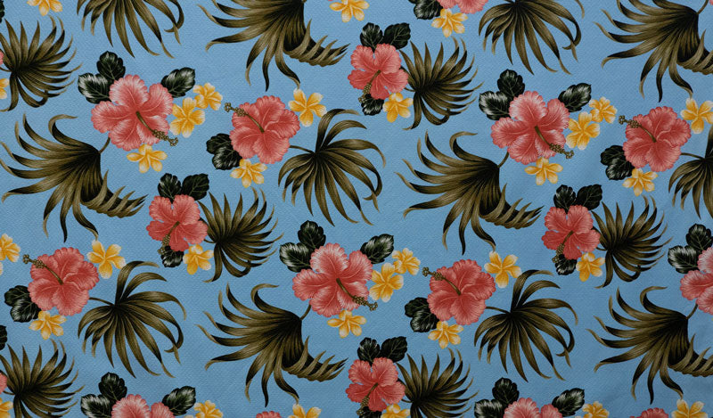 Hibiscus Plumerias Palm & Elephant Ear leaves Fabric | Upholstery