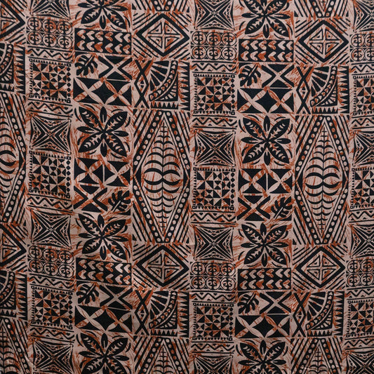 Traditional Tongan Geometric Design Peachskin Fabric | Islands Fabric
