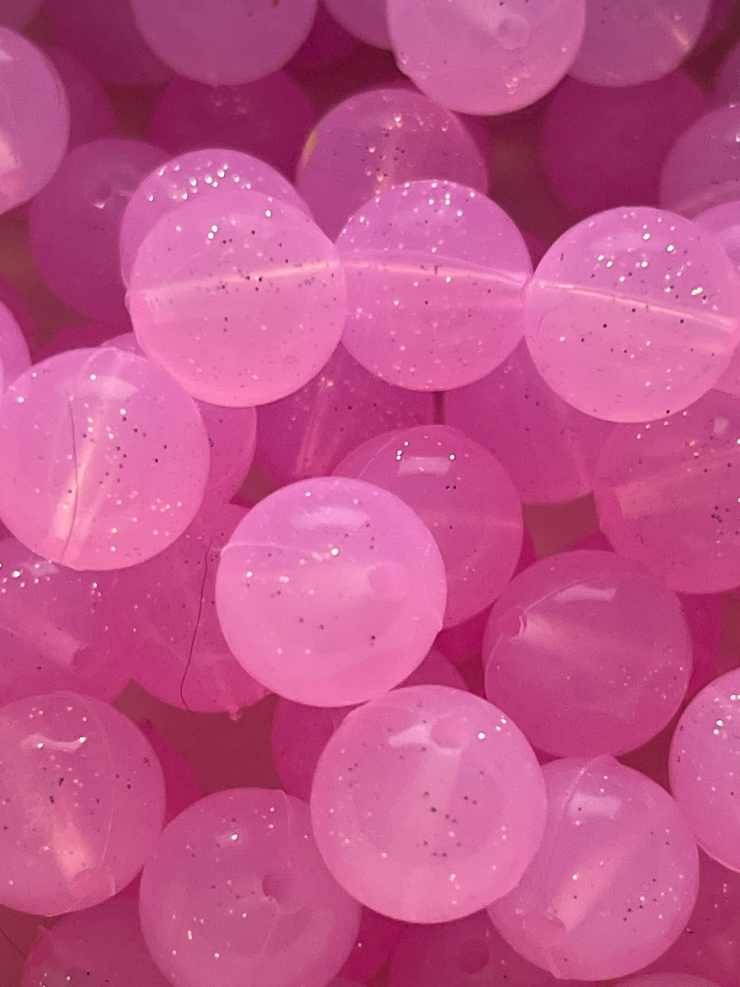 Silicone Bead Glitter Pink P56 - 15mm - 10 pack