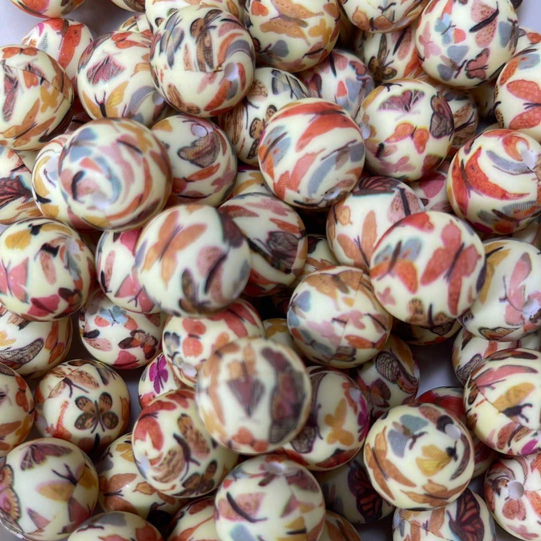 Silicone Bead Butterfly Fall P42 - 15mm - 10 pack