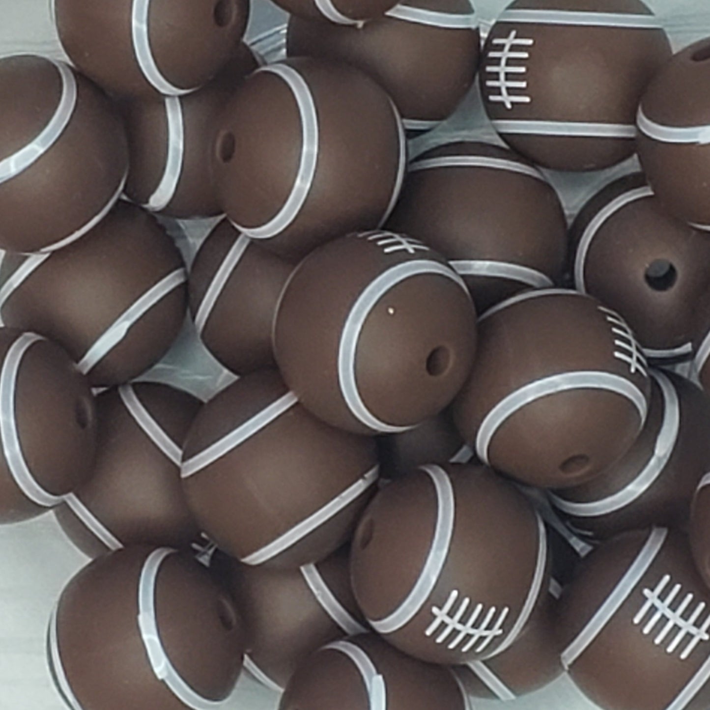 15mm Printed Football Silicone Bead