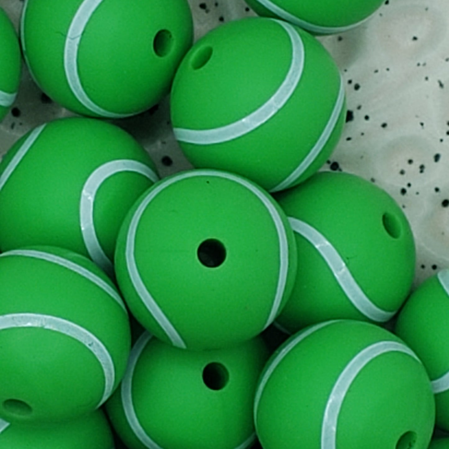 15mm Printed Tennis Silicone Bead A27 - 10 count