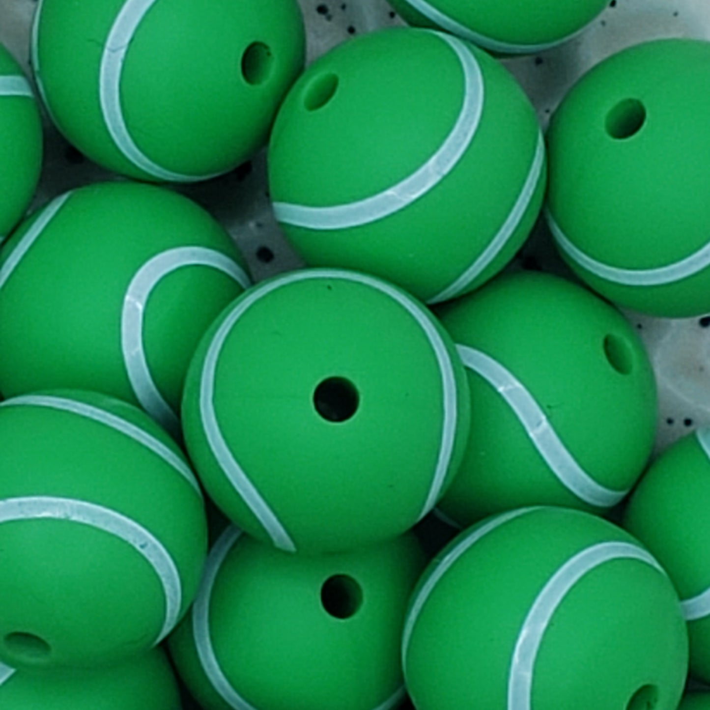 15mm Printed Tennis Dark Silicone Bead A26 - 10 count