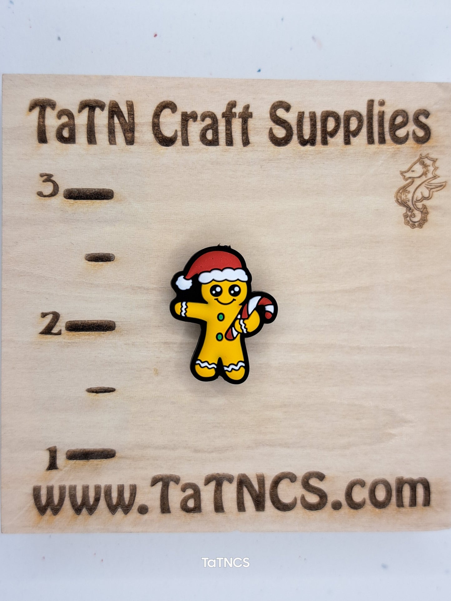 Christmas - Gingerbread Man with Candy Cane Silicone Focal 15088