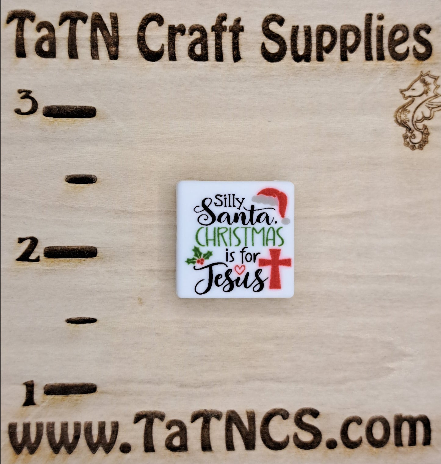 Christmas - Silly Santa Printed Silicone Focal 46