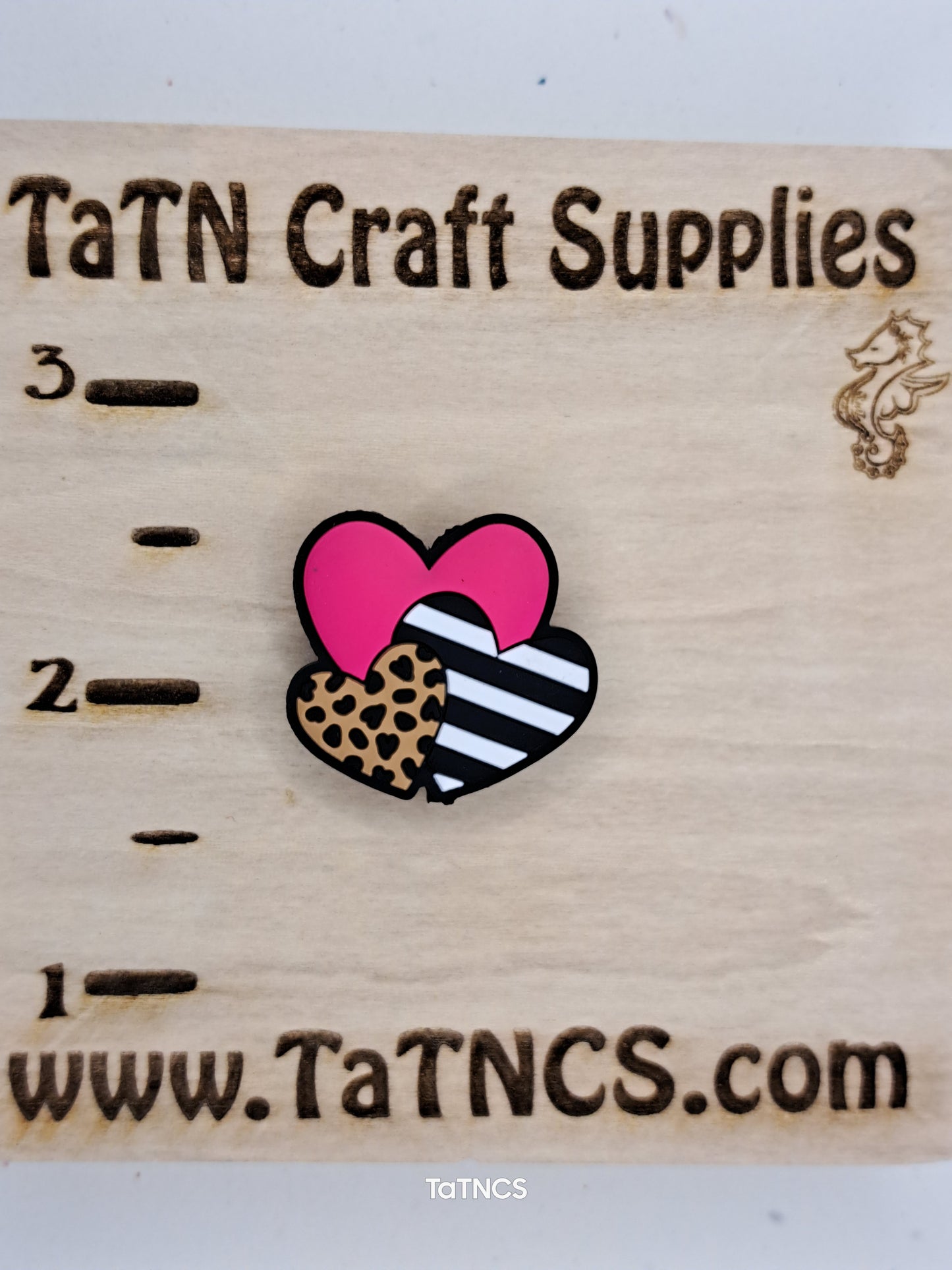 Valentine - Pink Triple Heart Silicone Focal 7023