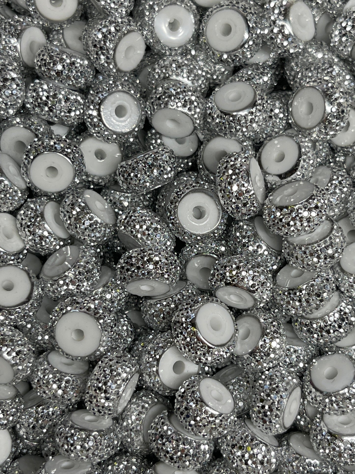 Bling Spacers Beads Silver - 12mm - 10 pack