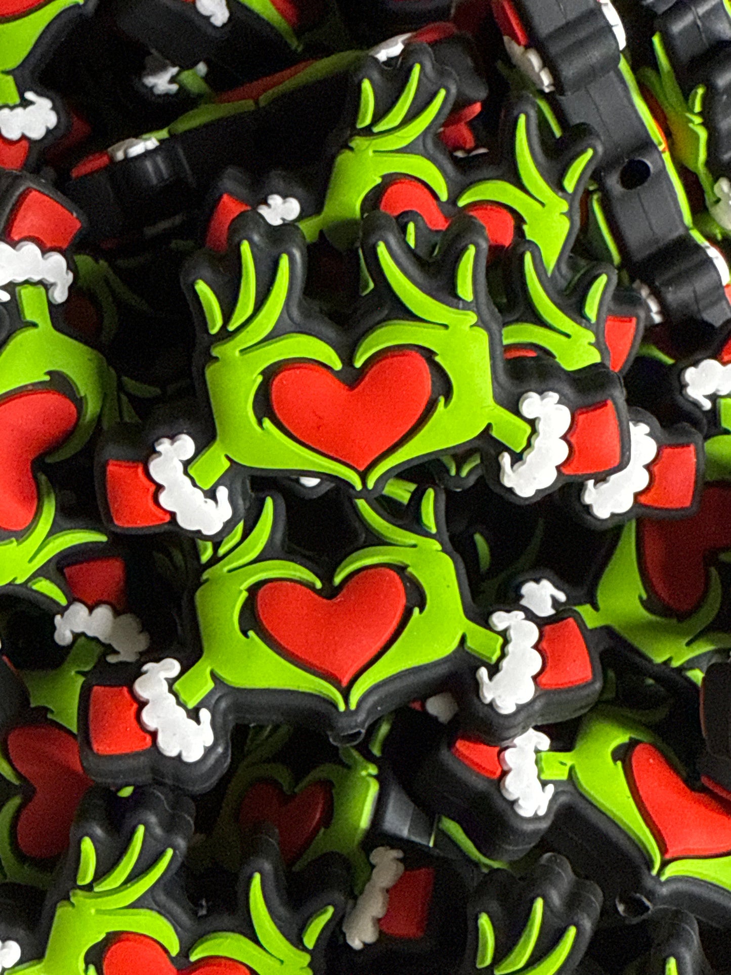 PublicGrinch Heart Hands Red Silicone Focal