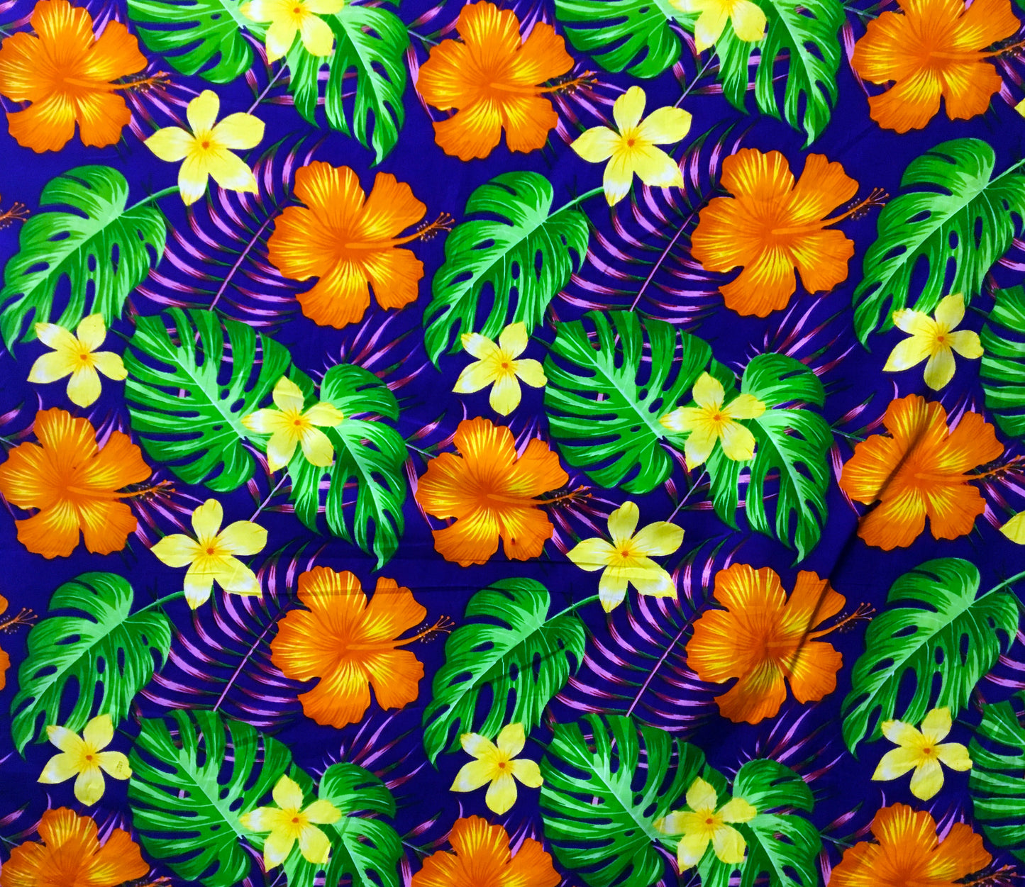 All over Tropical Flowers Cotton Fabric | Islands Fabric
