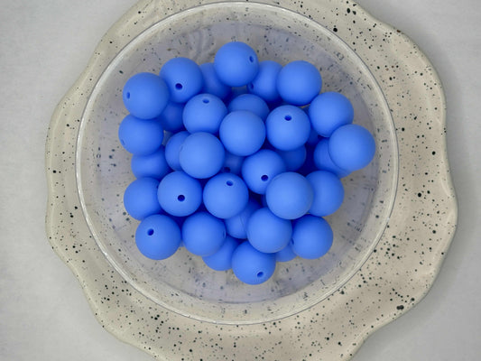 PACK of 15 - 15mm Solid China Blue Silicone Bead Z15