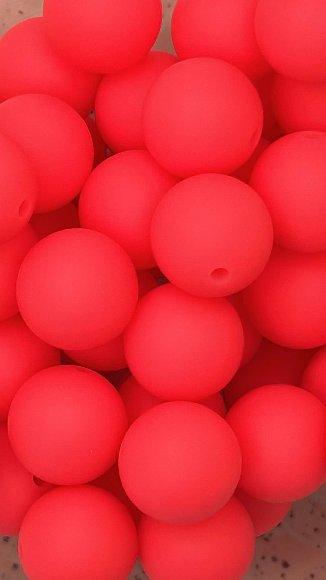 15mm Solid Shocking Pink Silicone Bead Z3 - 10 count