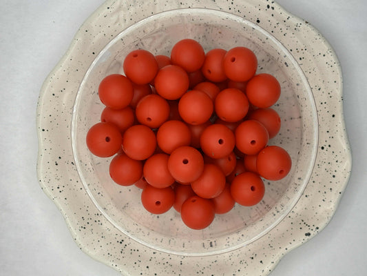 15mm Solid Scarlet Red Silicone Bead Z25