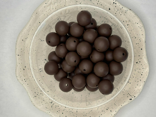 15mm Solid Coffee Silicone Bead Z22
