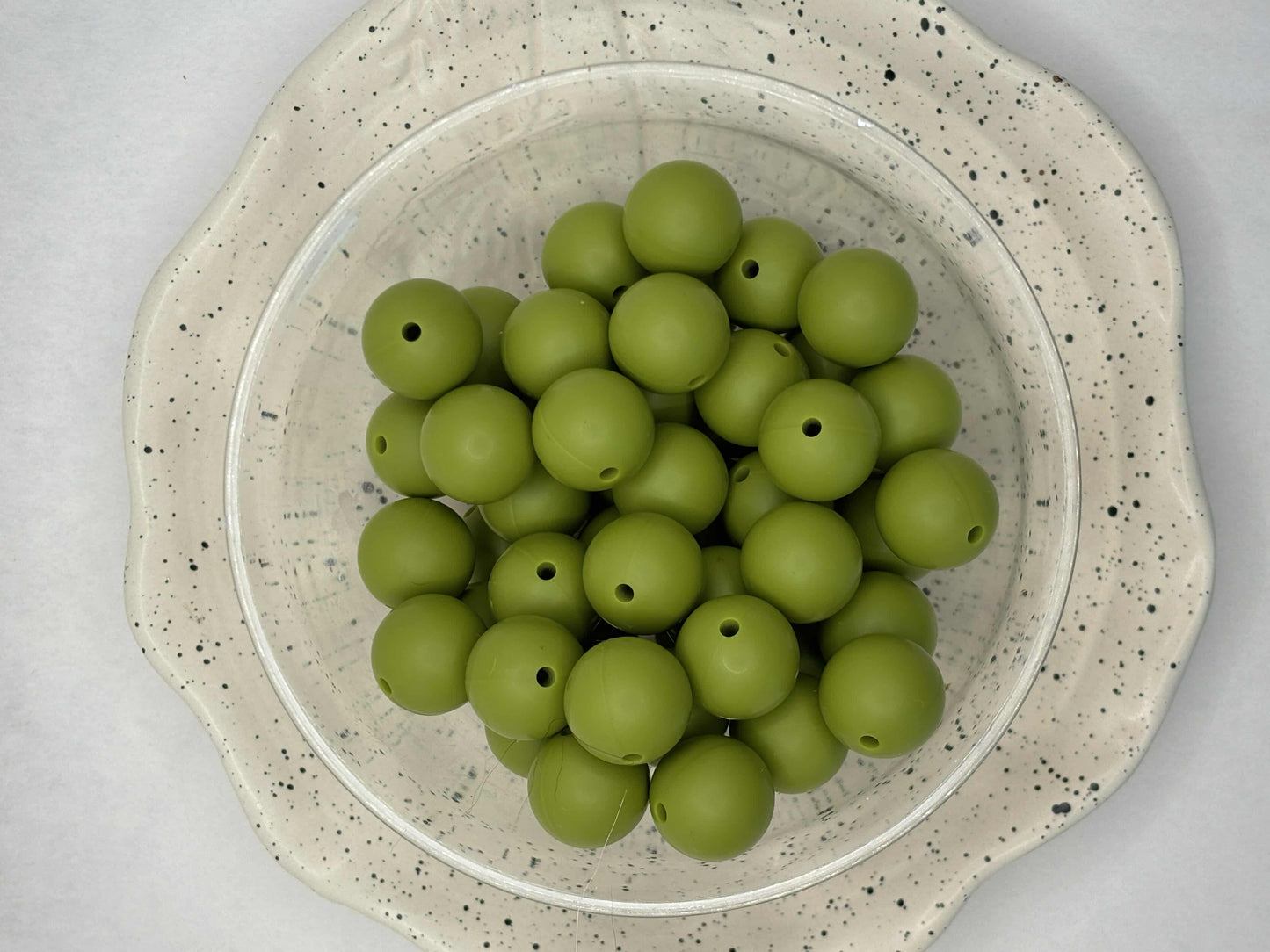 15mm Solid Army Green Silicone Bead Z19 -10 count