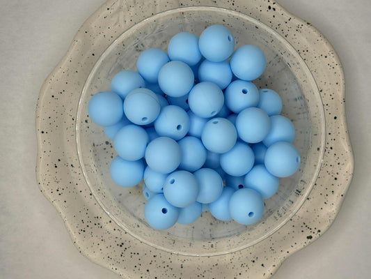 15mm Solid Baby Blue Silicone Bead Z16