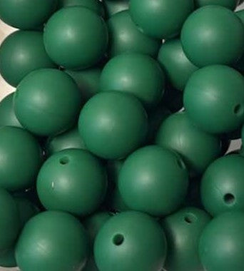 15mm Solid Dim Green Silicone Bead Z127