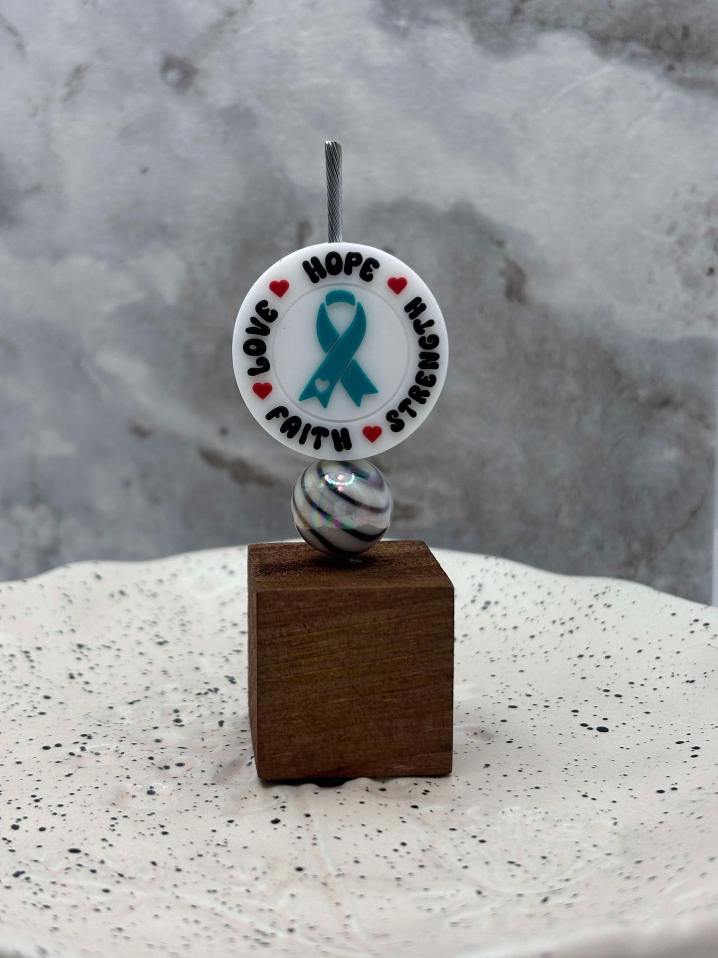Awareness - Teal Awareness Ribbon Round Silicone Focal - TaTN Exclusive