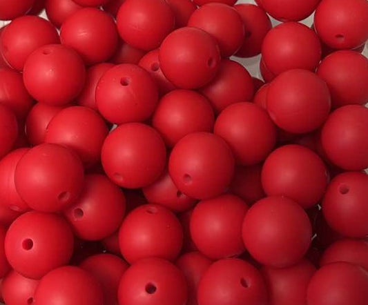 Round Bead 15mm Solid Christmas Red Silicone Bead Z126