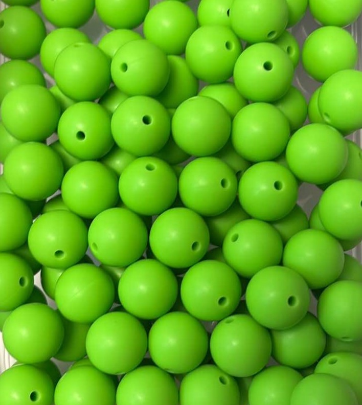 15mm Solid Willow Green Silicone Bead Z119 - 10 count