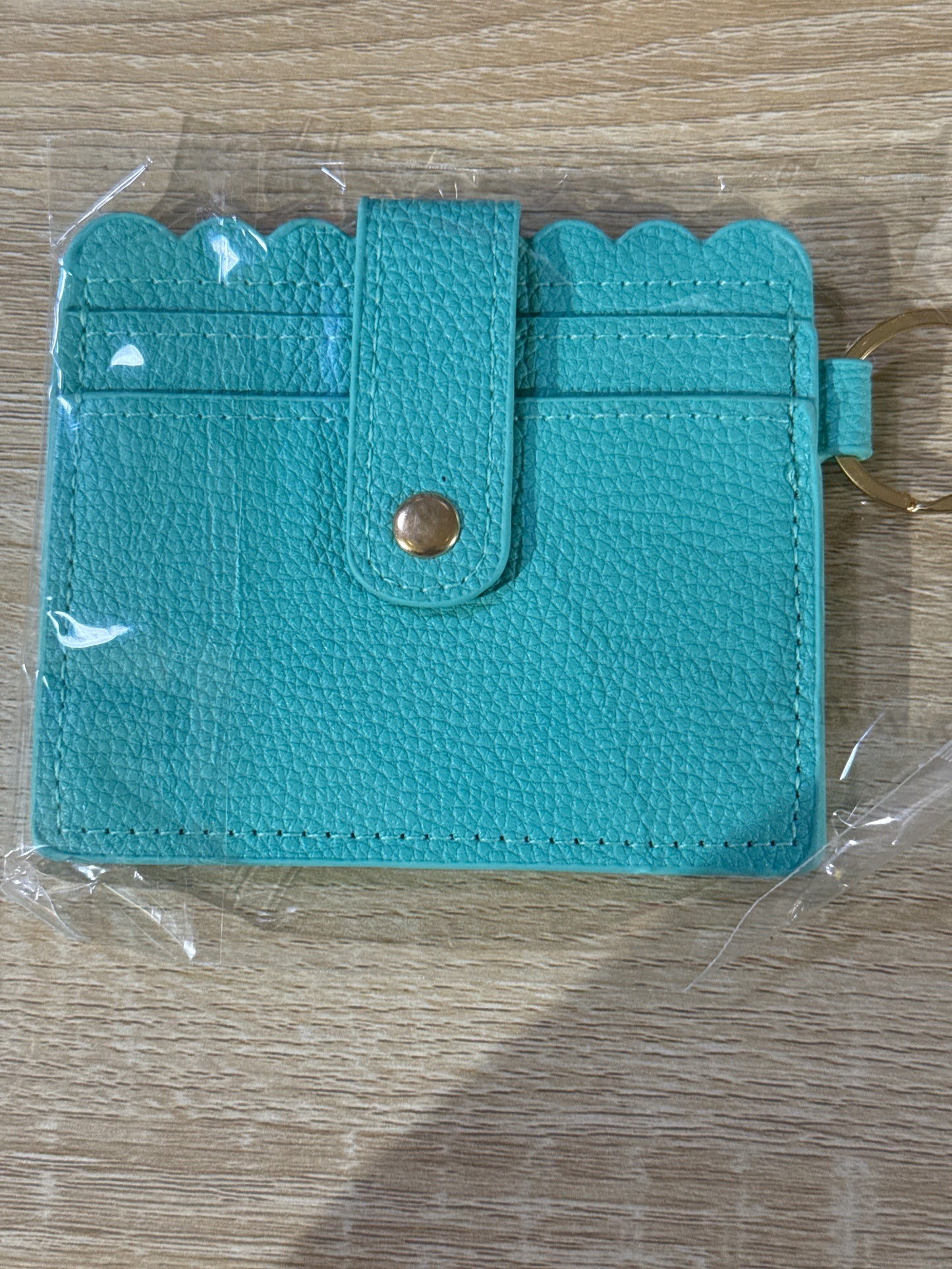 Card Wallet Turquoise w/Gold Hardware
