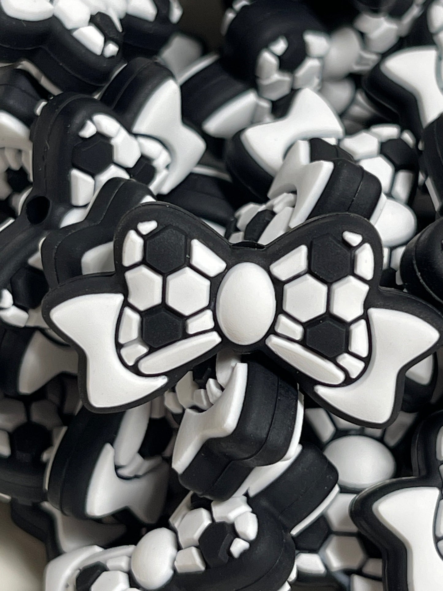 Bow Spacer Silicone Bead - Soccer - 10 pack