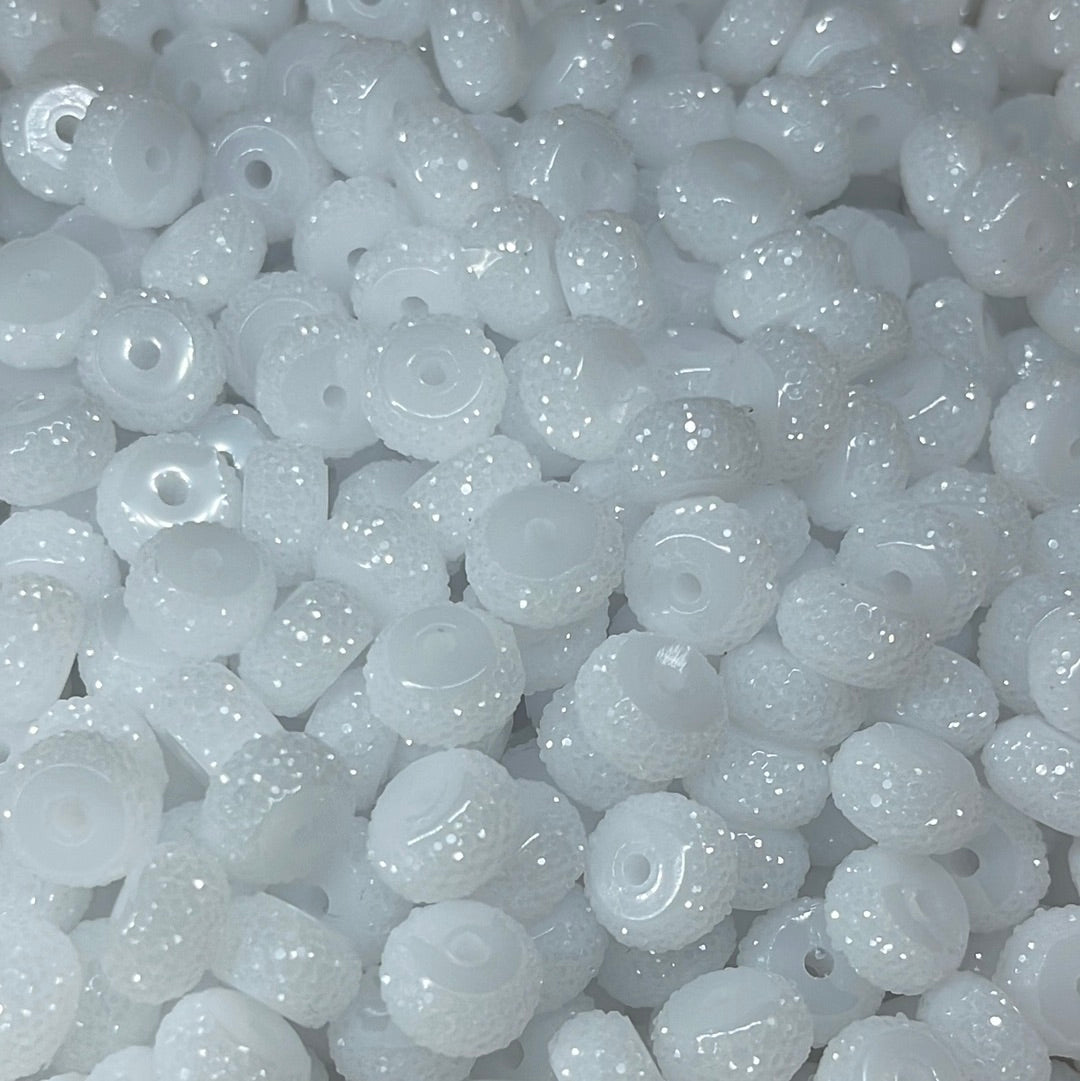 Bling Spacers Beads Ice White - 12mm - 10 pack