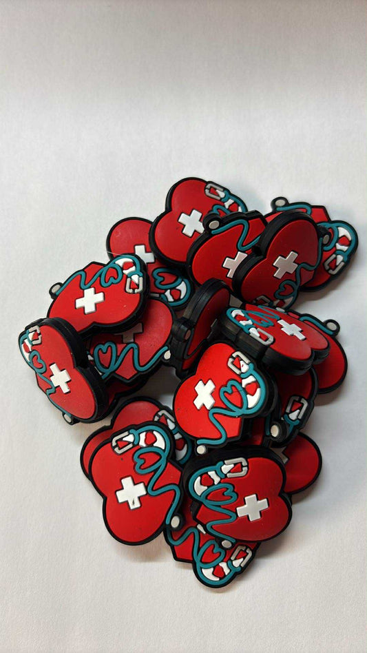 Medical - Stethoscope Heart Red Silicone Focal 0274