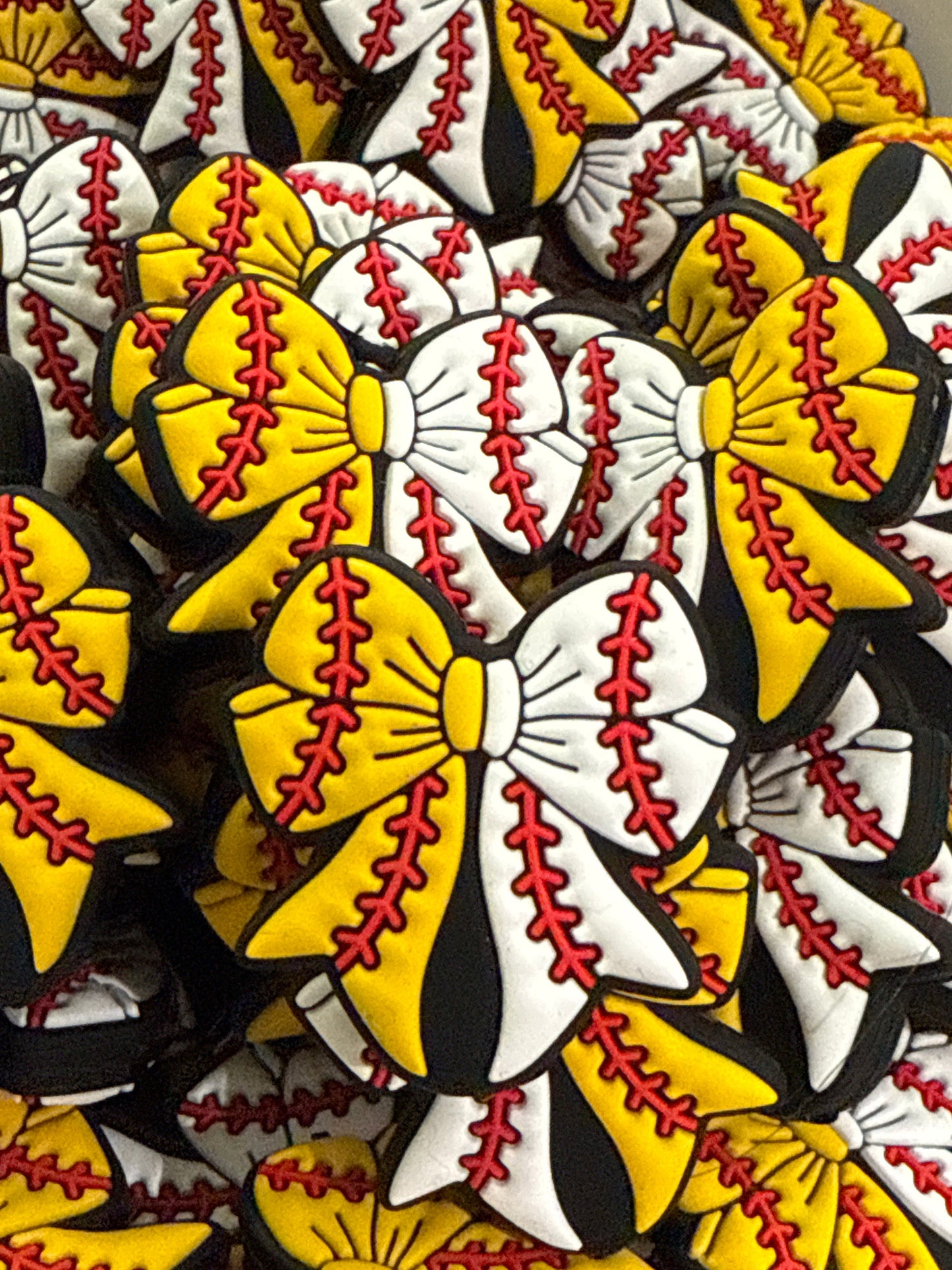 Baseball Softball Coquette Bow Silicone Focal - RD Creations Exclusive
