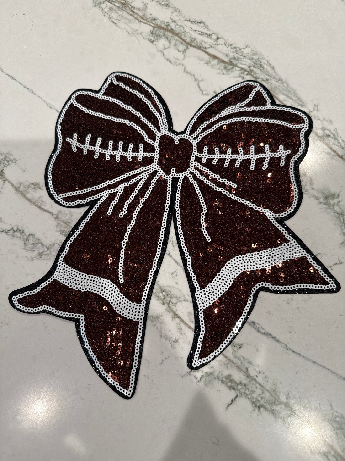 Football Coquette Bow Sequin Patch Large