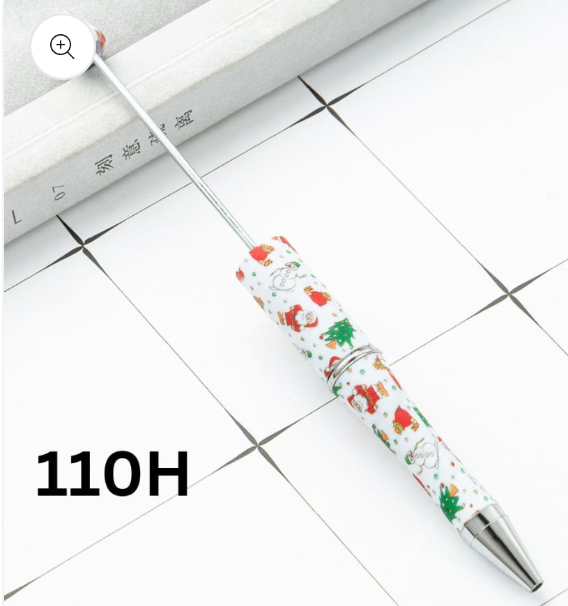 Christmas Printed Beadable Plastic Pens