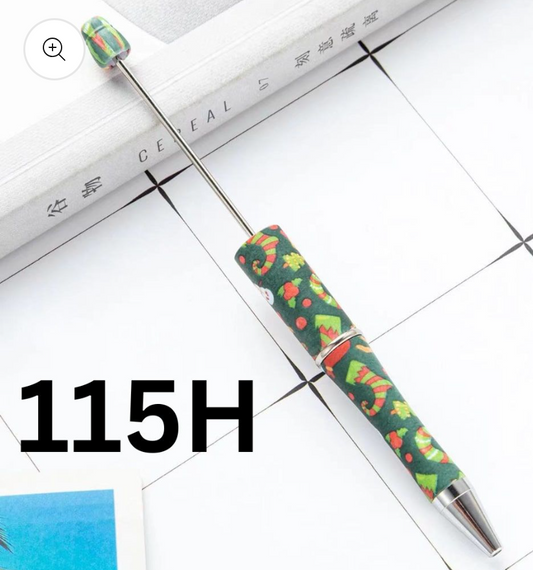 Christmas Printed Beadable Plastic Pens