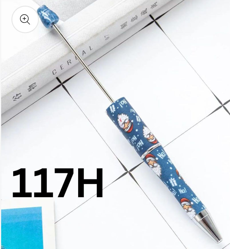 Christmas Printed Beadable Plastic Pens
