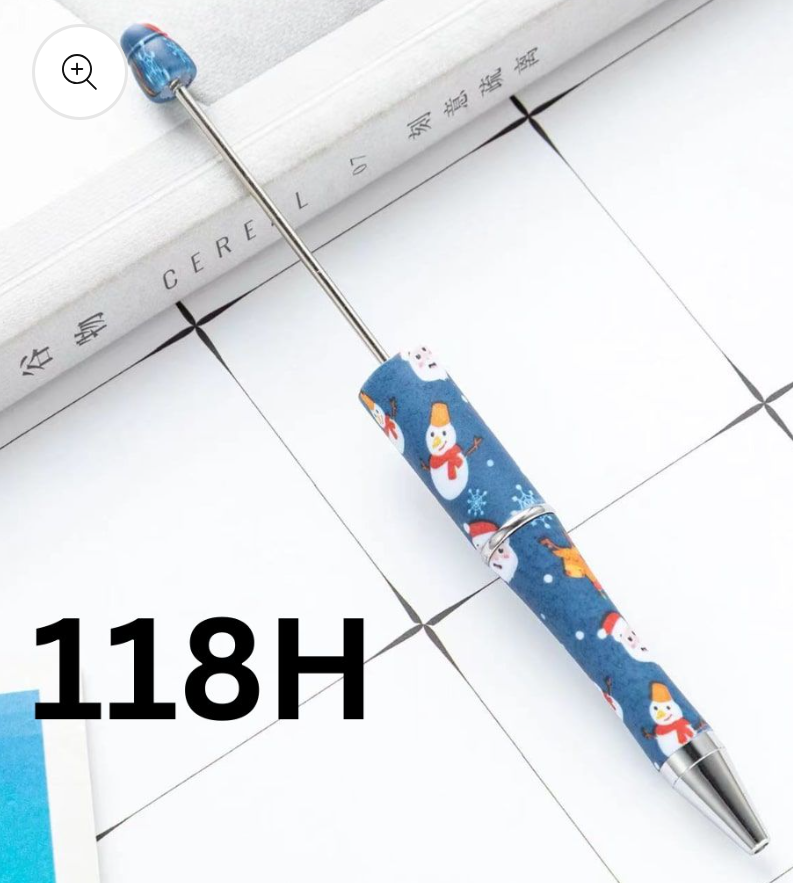 Christmas Printed Beadable Plastic Pens