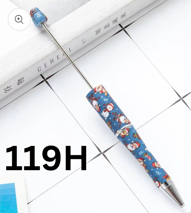 Christmas Printed Beadable Plastic Pens