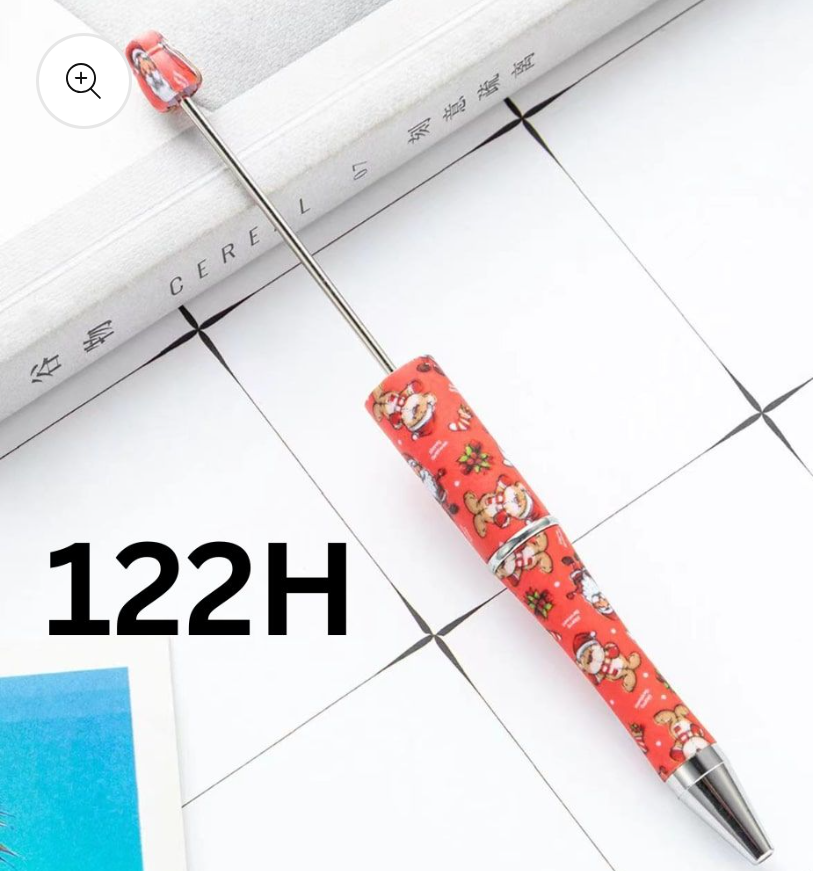 Christmas Printed Beadable Plastic Pens
