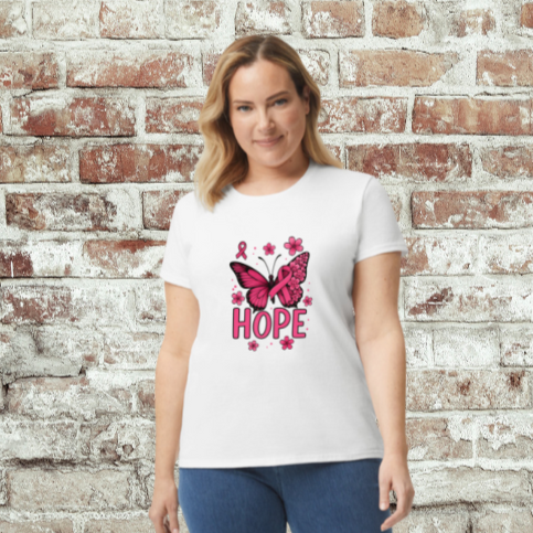 Awareness Breast Cancer Hope Butterfly Tee