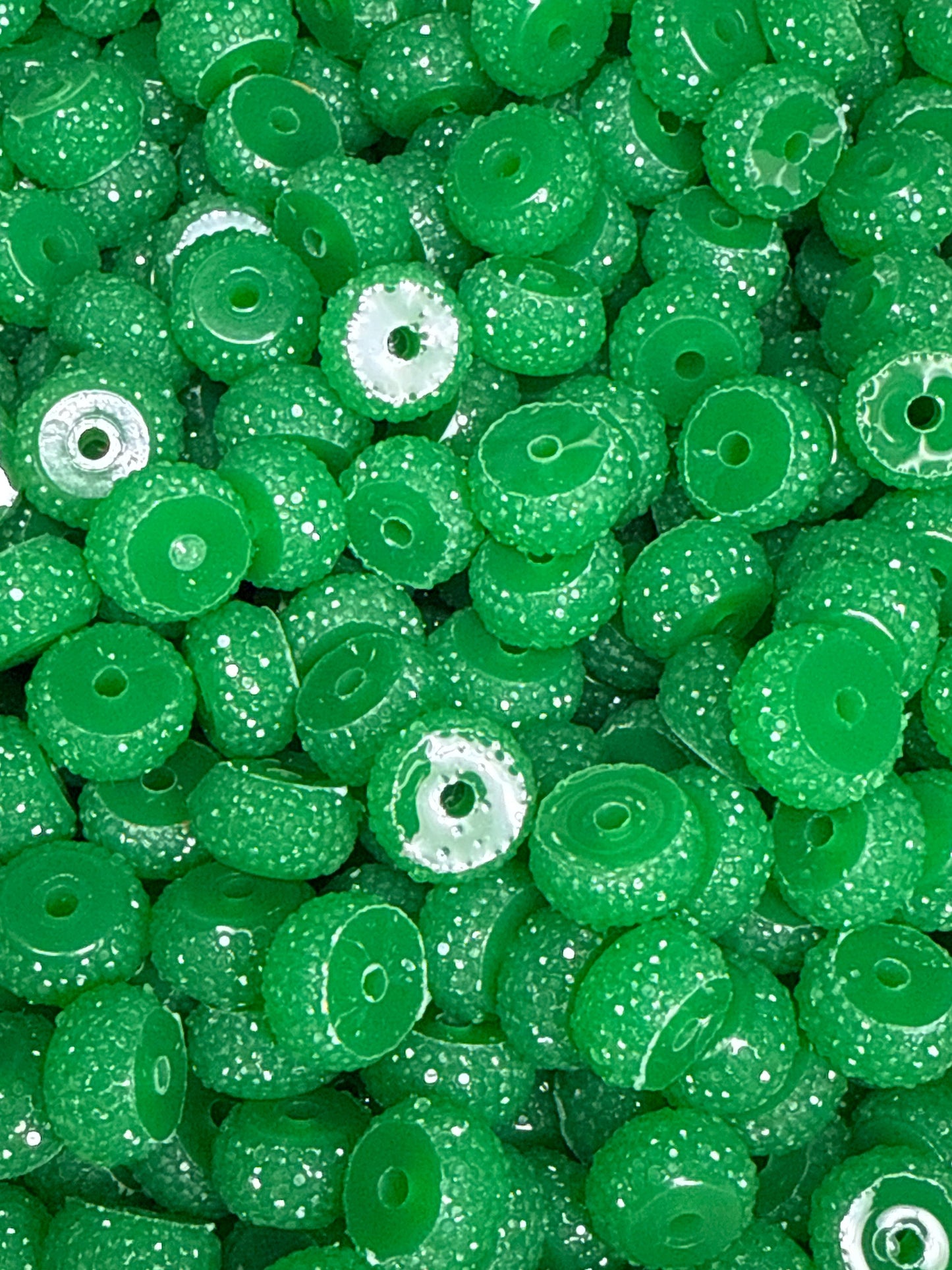 Bling Spacers Beads Christmas Green - 12mm - 10 pack
