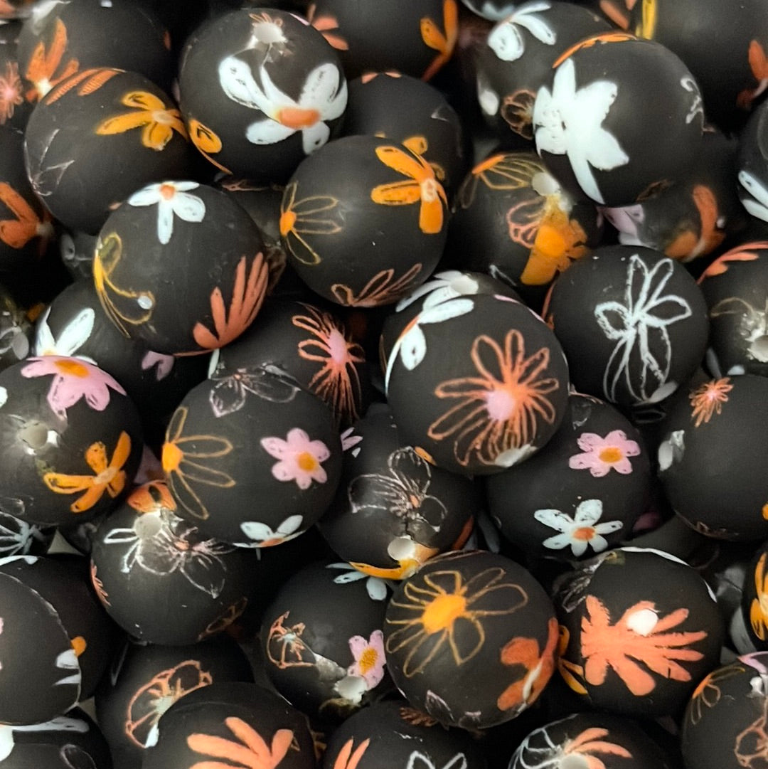 Silicone Bead Midnight Garden P47 P03-87 - 15mm - 10 pack