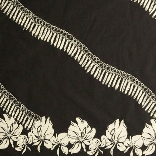 Hibiscus Buds Single Border design Fabric | Poly-Cotton