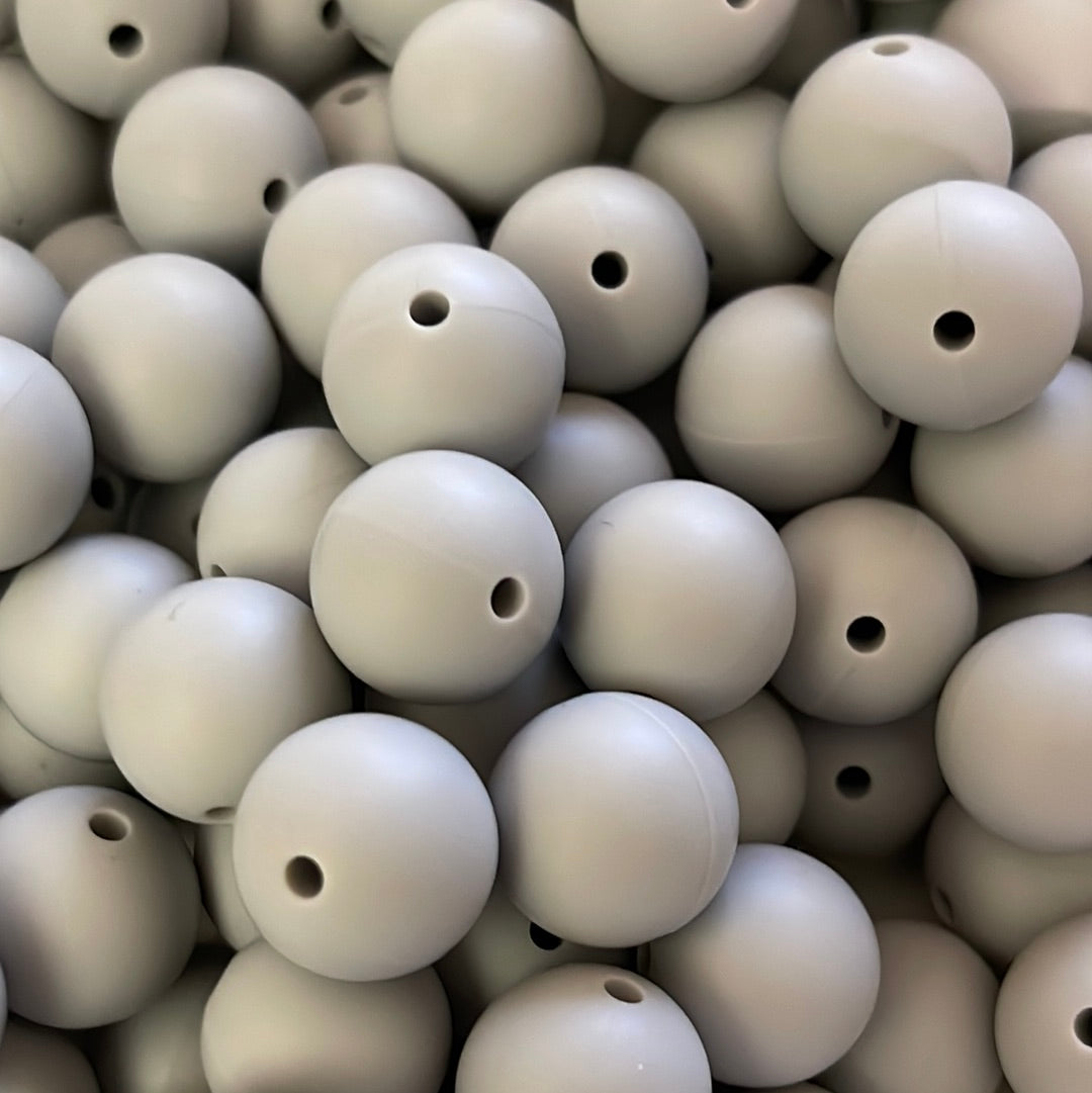 Silicone Bead Light Grey S12 A05-08 - 15mm - 10 pack