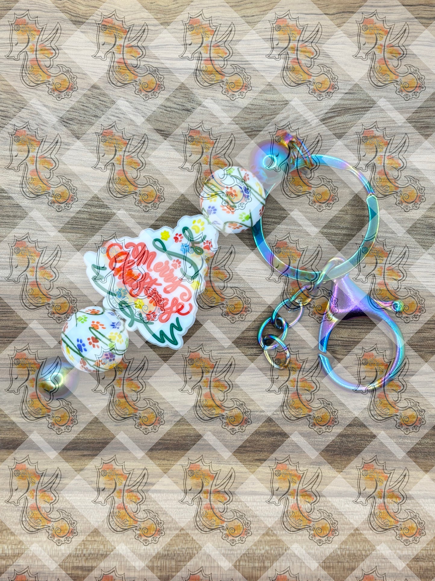 15mm Printed Christmas Paw Silicone Bead - TaTNCS Exclusive - 10 count