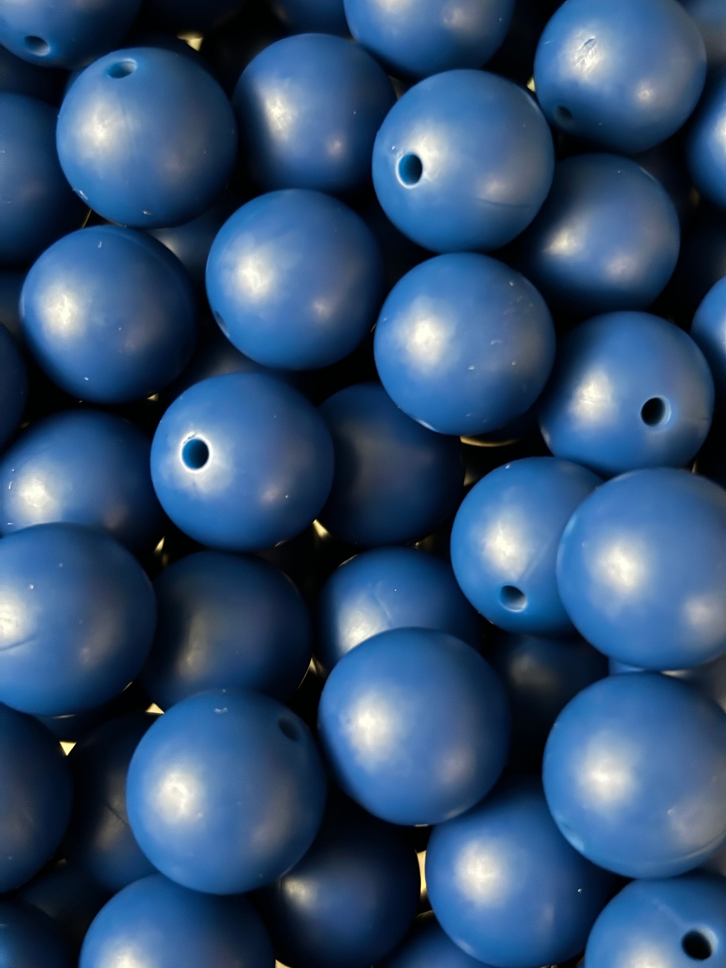 15mm Solid Blue Navy Silicone Bead #2 - Alphabet Match