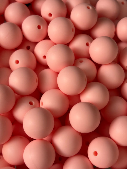 PACK of 15 - 15mm Solid Pink Silicone Bead - Alphabet Match A45