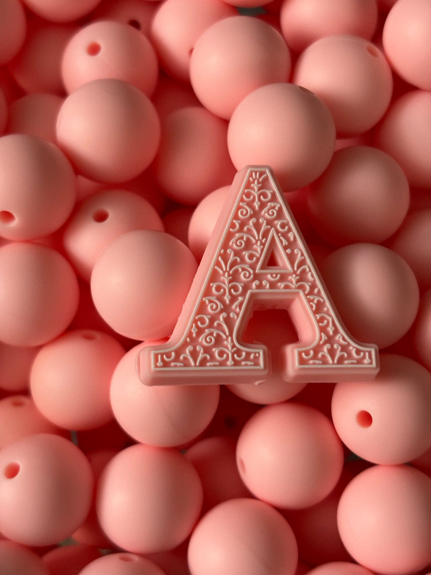 15mm Solid Pink Silicone Bead - Alphabet Match A45 - 10 count