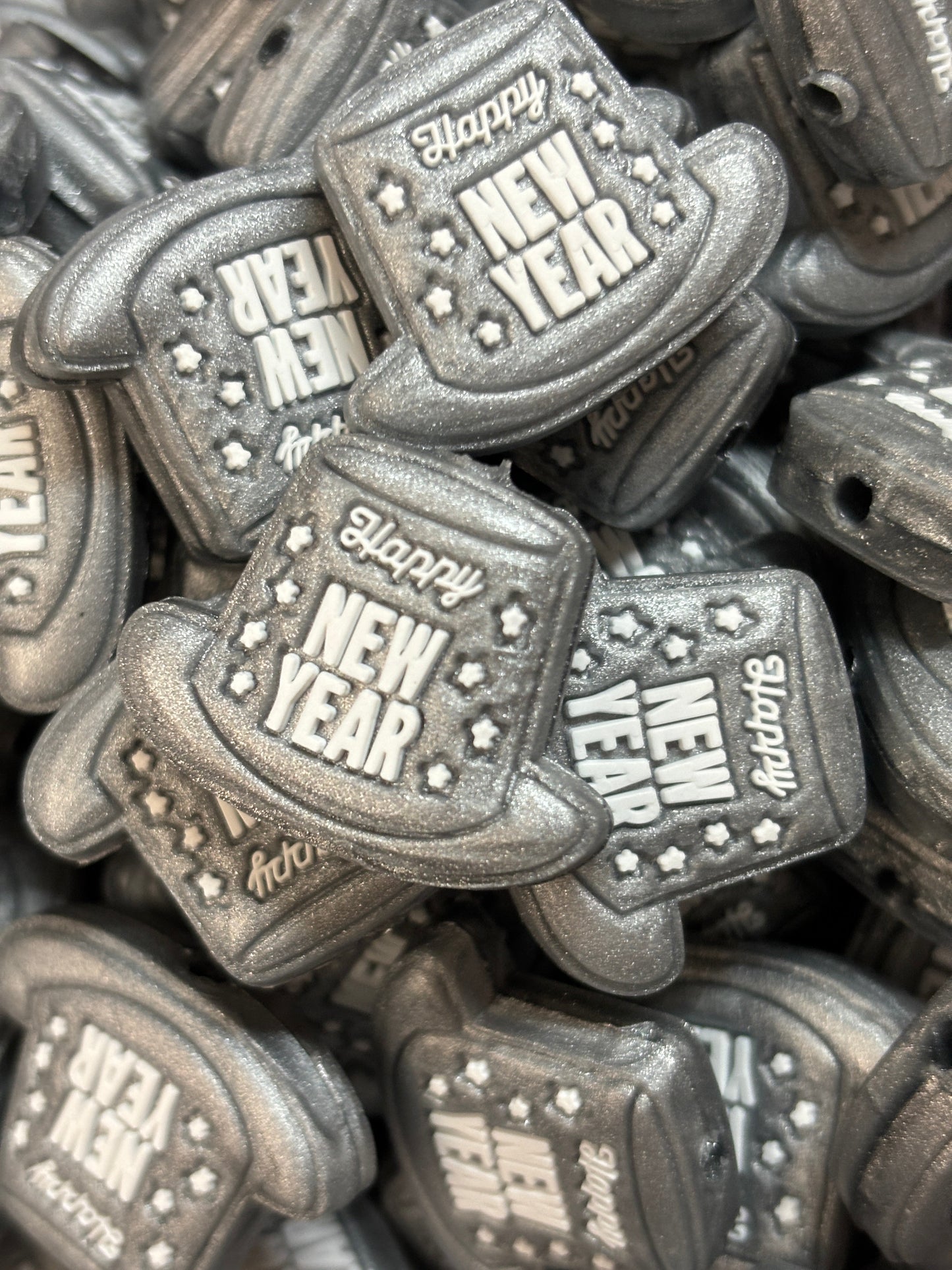 Happy New Year Silver Hat PVC Focal 7006