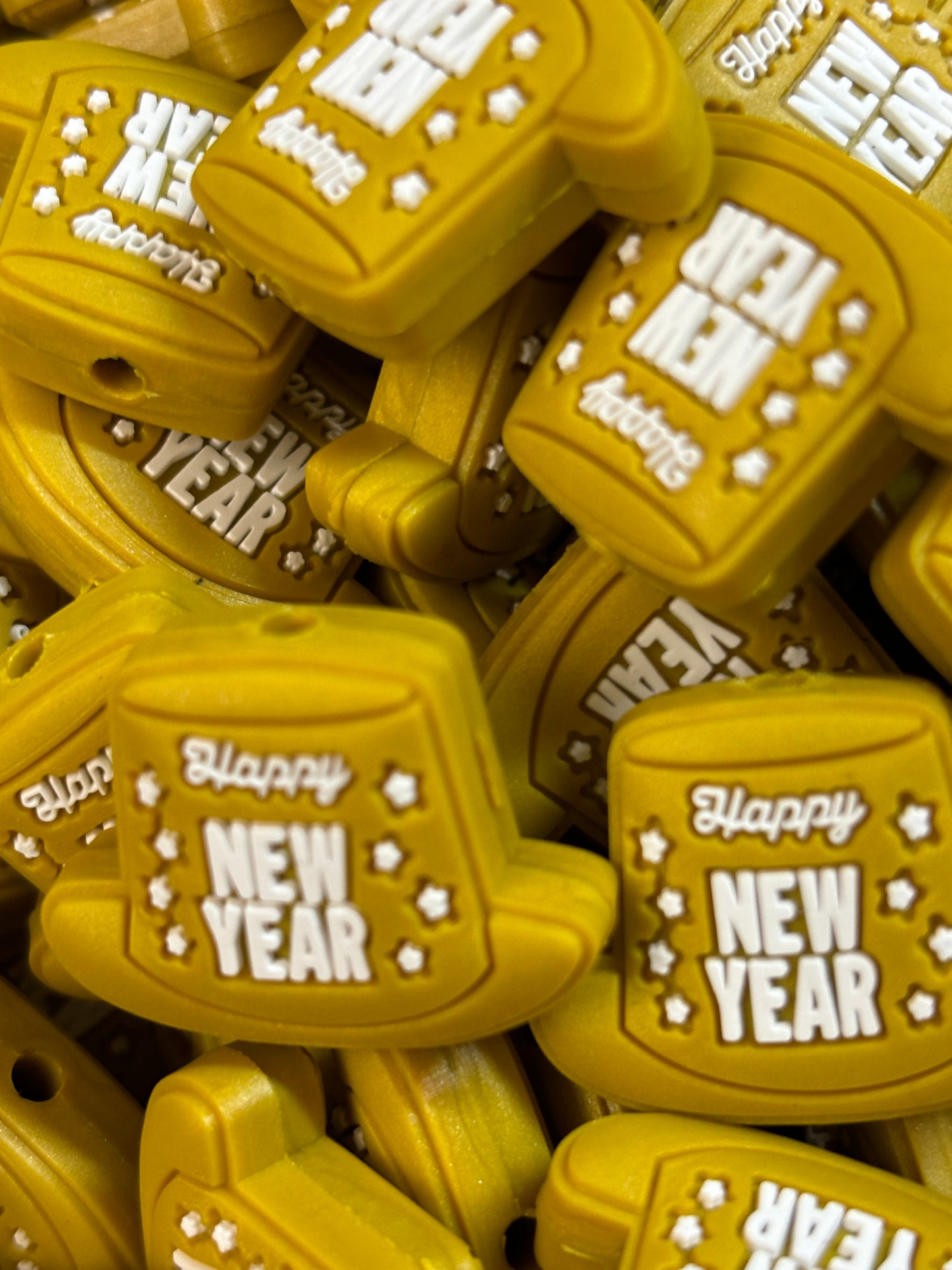 Holiday Happy New Year Gold Hat PVC Focal